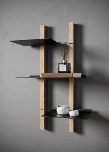 картинка Комплект WAVE, 2 боковые стойки 808мм, 2 полки 300х240, 1 полка 450х240 черные от магазина SEFI