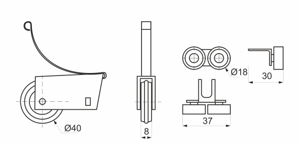 картинка Комплект роликов SENATOR закрытый для 1 раздвижной двери AKS LIGHT 50 кг от магазина SEFI