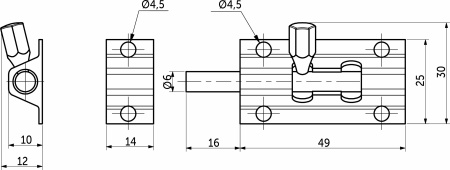 картинка Задвижка мебельная (шпингалет) накладная никель RU от магазина SEFI