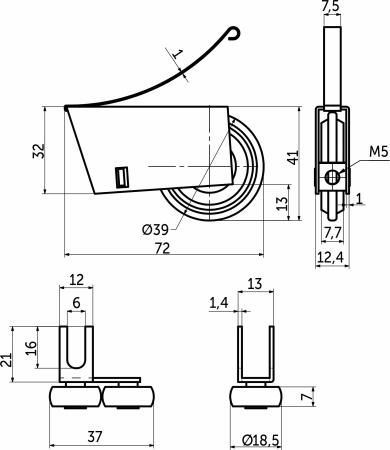 картинка Комплект роликов SENATOR открытый для 1 раздвижной двери GRIDLI 50 кг магазин SEFI являющийся официальным дистрибьютором в России  картинка Комплект роликов SENATOR открытый для 1 раздвижной двери GRIDLI 50 кг от магазина SEFI