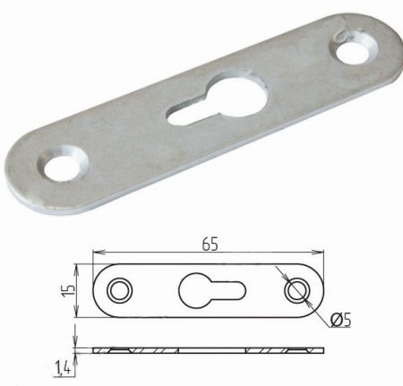 картинка Пластинка зацепная 65*15*54*1,3 белый цинк (большое отверстие по центру) РФ от магазина SEFI