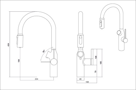 картинка Смеситель Oulin OL-8018 с дозатором моющего средства, выдвижным душом и подключением фильтрованной воды, цвет сатин от магазина SEFI