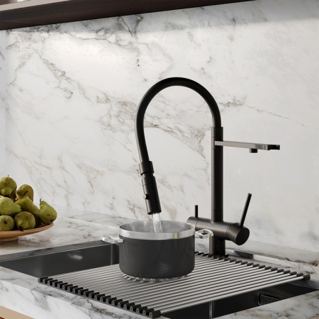 картинка Смеситель для кухни с фильтром и гибким изливом, черный матовый, Ace, IDDIS, ACEBLFFi05 от магазина SEFI