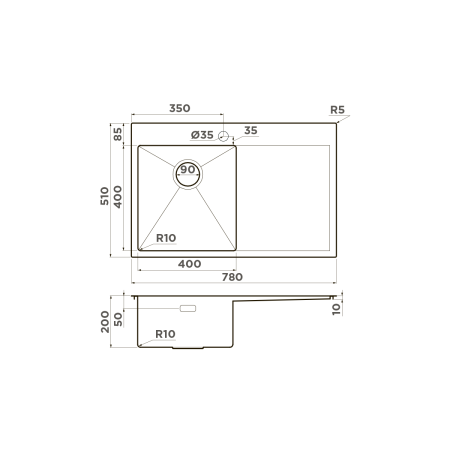 картинка Omoikiri Akisame 78-L-IN нерж. сталь/нержавеющая сталь от магазина SEFI
