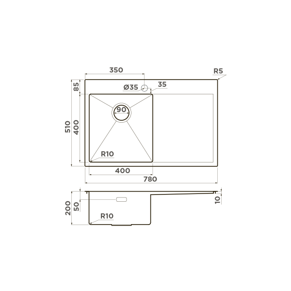 картинка Omoikiri Akisame 78-L-IN нерж. сталь/нержавеющая сталь от магазина SEFI