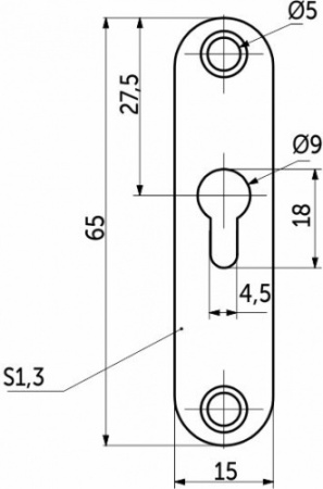 картинка Пластинка зацепная 65*15*54*1,3 белый цинк (большое отверстие по центру) РФ от магазина SEFI