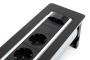 картинка Поворотный блок розеток: 3 евророзетки 220В, USB-зарядки Type A+C ASA Plastici VersaTurn 3.0, черное стекло, нержавеющая сталь (06024F00031) от магазина SEFI