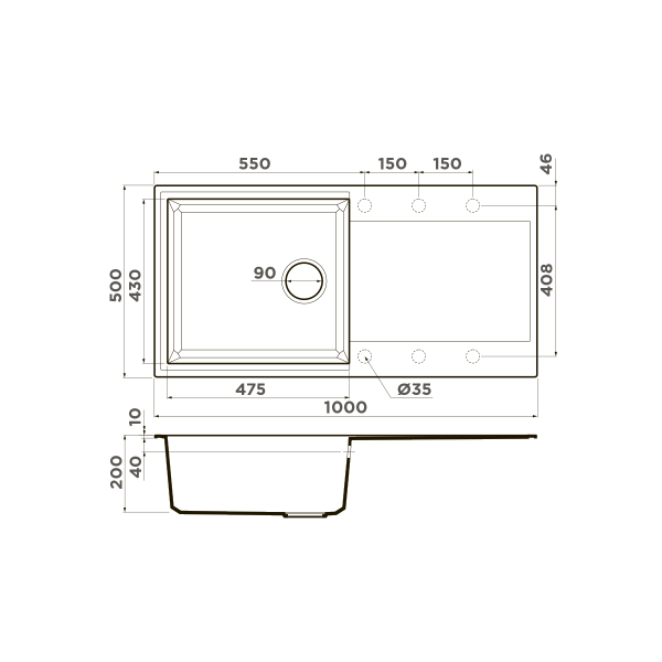 картинка Omoikiri Sakaime 100-BL Tetogranit/черный от магазина SEFI