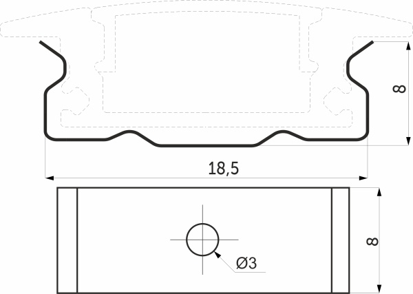 картинка Держатель для врезного профиля LIRA-1707, AKS от магазина SEFI