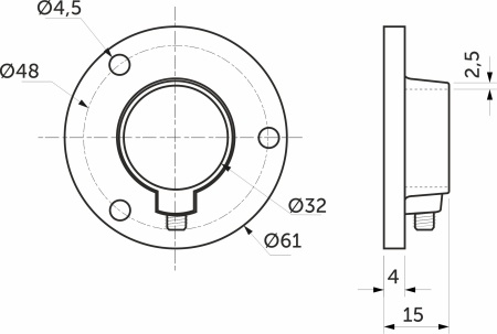 картинка Крепление (розетка) трубы d32 (610), хром AKS от магазина SEFI