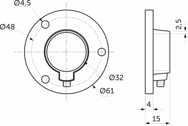 картинка Крепление (розетка) трубы d32 (610), хром AKS от магазина SEFI