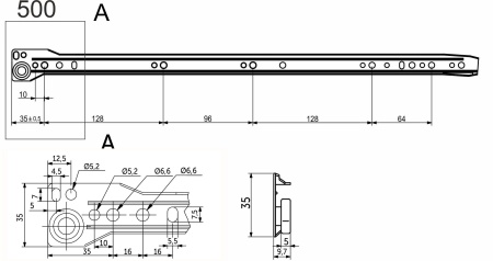 картинка Направляющая роликовая L-500 1,0мм AKS белая от магазина SEFI