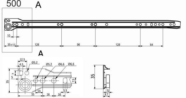 картинка Направляющая роликовая L-500 1,0мм AKS белая от магазина SEFI