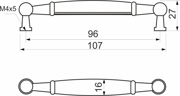 картинка Ручка меб. скоба мет. UP21 с керам. вставкой (крем) 96 старое золото/золотой узор AKS тип 2 от магазина SEFI