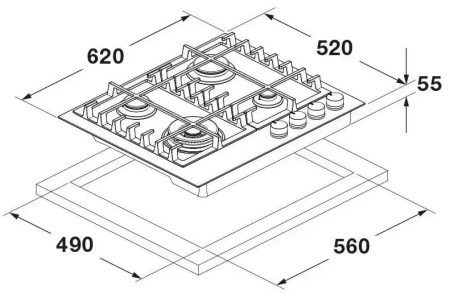 картинка Газовая варочная панель Fulgor Milano FCLH 604 G T WK BK от магазина SEFI