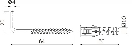 картинка Дюбель распорный с прямым крюком 10*50*60 (уп/100шт) РП от магазина SEFI