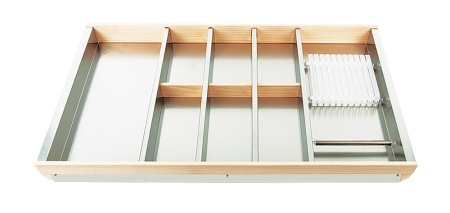 картинка Лоток для столовых приборов Cassetto Portaposate+Portacotelli 90 B50 нерж.сталь+бук от магазина SEFI