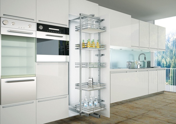 картинка Выдвижная колонка Magazzino 5 корз., дно из МДФ, в шкаф шириной 450мм 400*500*1950-2164, infinity line от магазина SEFI