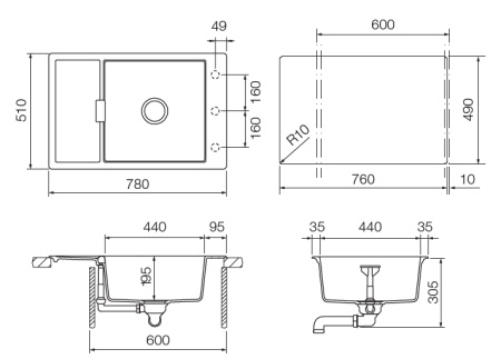 картинка Кухонная мойка SCHOCK ETON 60D Small CRISTADUR магма от магазина SEFI