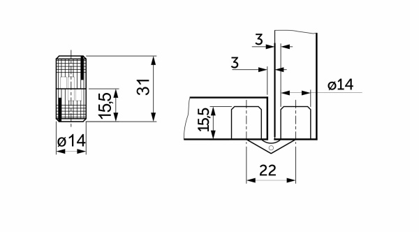 картинка Петля цилиндрическая d14мм золото AKS от магазина SEFI