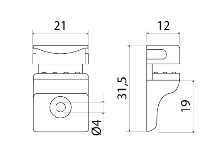 картинка Полкодержатель для стеклянных полок 6-8 мм, под саморез SYSTEM HOLZ от магазина SEFI
