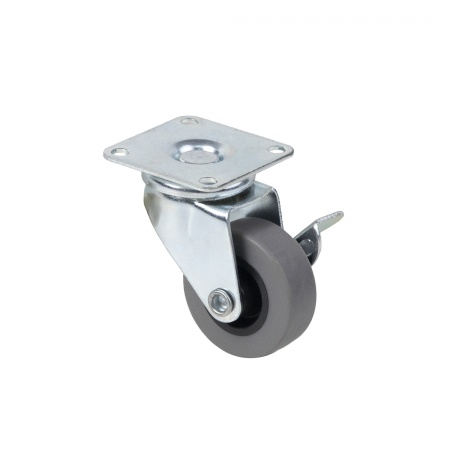 картинка Колесо меб. d40 h58 с площадкой с рез.ободом с торм., серый AKS от магазина SEFI