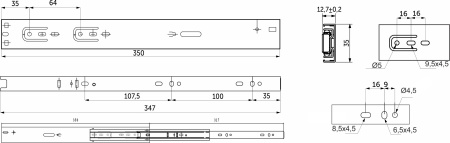 картинка Направляющая шариковая L-350 h=35 AKS PLUS SOFT CLOSE магазин SEFI являющийся официальным дистрибьютором в России  картинка Направляющая шариковая L-350 h=35 AKS PLUS SOFT CLOSE от магазина SEFI