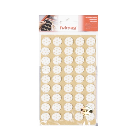 картинка Подкладка самоприлипающая фетровая прорезиненная d15мм (1упак.=45шт), белая, Folmag от магазина SEFI