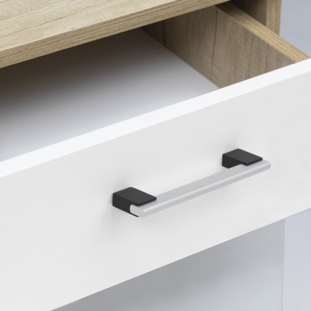 картинка Ручка меб. скоба алюм. MOONLIGHT 128/150 матовый хром+ черный матовый, AKS от магазина SEFI