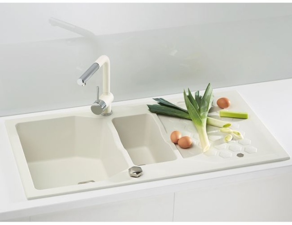 картинка Мойка SENSUAL 60 GRANITAL+ ARCTIC-G11M 900x610x200;1+1/2 с сифоном 1104729, от магазина SEFI