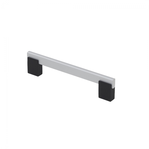 картинка Ручка меб. скоба алюм. MOONLIGHT 128/150 матовый хром+ черный матовый, AKS от магазина SEFI