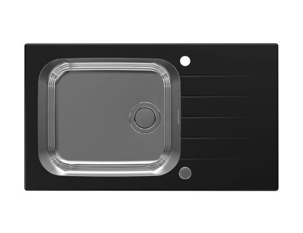 картинка Мойка ALVEUS GLASSIX UP 40 RAL9005-90 (белый цвет) 860X500 1 +1/2 в компл.с сифон 1123351, от магазина SEFI