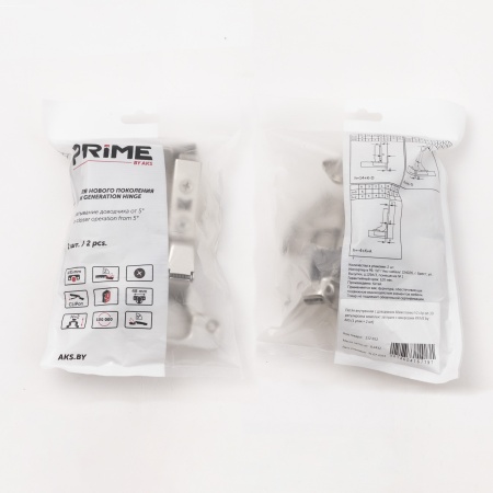 картинка Петля внутренняя с доводчиком 48мм h2 clip-on PRIME by AKS 3D (саморезы, заглушки) (упак.-2шт.) от магазина SEFI