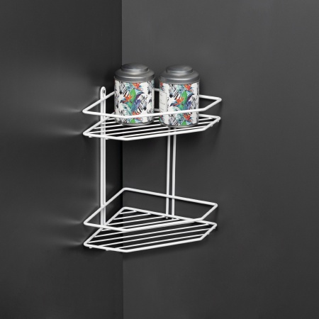 картинка Полка подвесная угловая 2-ярусная 202*202*282, белый РФ от магазина SEFI