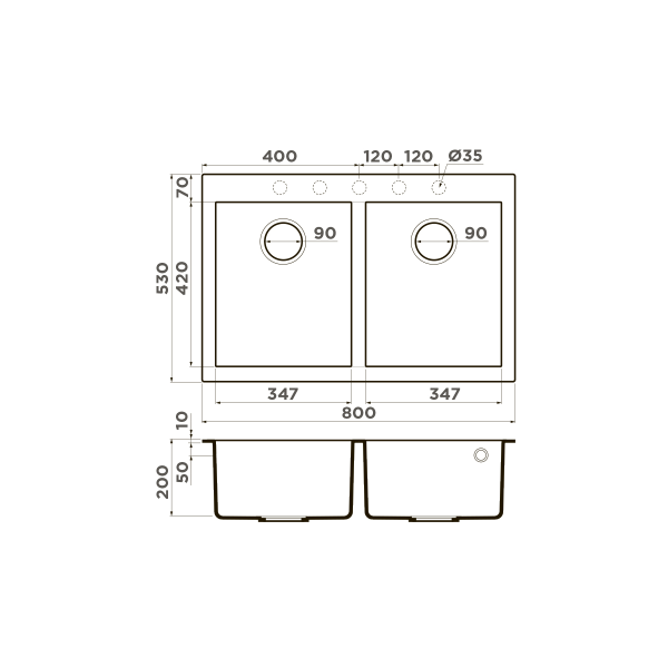 картинка Omoikiri Bosen 80-2-GR Tetogranit/leningrad grey от магазина SEFI