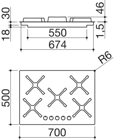 картинка Газовая варочная панель Barazza 1PSPF75 от магазина SEFI