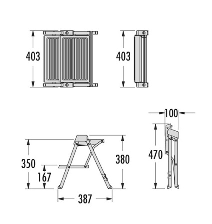 картинка Стремянка-табурет Stepfix, 2 ступени, цвет – антрацит, материал - сталь от магазина SEFI