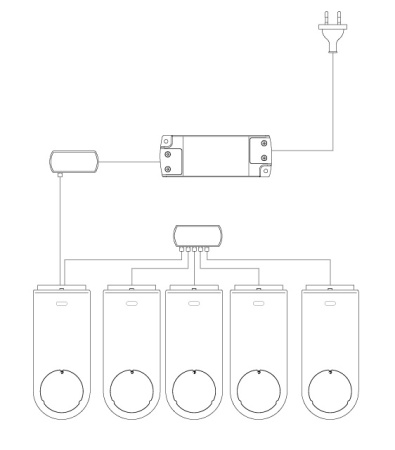 картинка Светильник светодиодный Kite TLD Master Set5, к-т 5х1,6Вт, 12В, свет теплый, тр-р, кабель нерж.сталь, 151х70х64мм от магазина SEFI