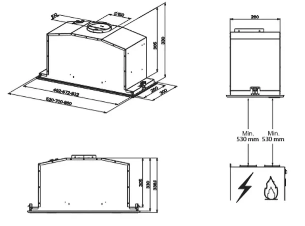 картинка Встраиваемая вытяжка Bertazzoni KIN52MOD1XC от магазина SEFI
