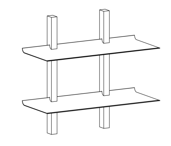 картинка Комплект WAVE, 2 боковые стойки 555мм, 2 полки 600х240 белые от магазина SEFI