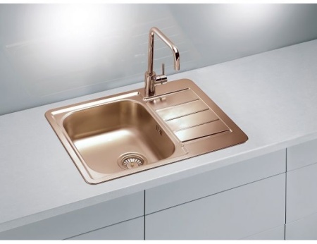 картинка Мойка Alveus LINE MONARCH 110-COPPER 610x500 в комплекте с выпуском и сифоном от магазина SEFI