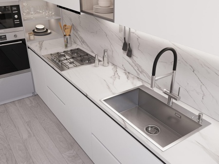 картинка Мойка EMAR 125A, покрытие PVD, цвет сатин - с дозатором в комплекте от магазина SEFI