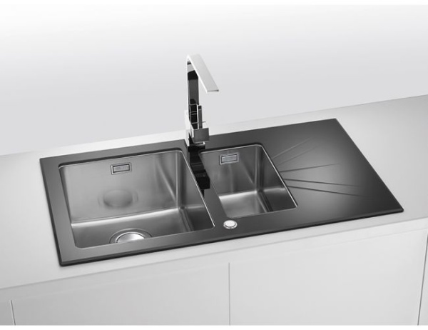 картинка Мойка ALVEUS KARAT 20 UP белый  860X500 1+1/2 правая в комплекте с сифоном 1123353 от магазина SEFI