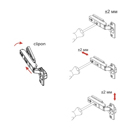 картинка Петля накладная с доводчиком 45мм h0 clip-on AKS PLUS 3D узкая черная (саморезы, заглушки) от магазина SEFI