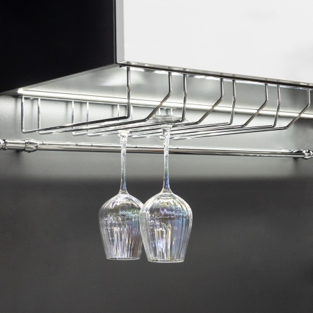 картинка Держатель подвесной для бокалов четырехрядный 340*65*405, хром AKS от магазина SEFI