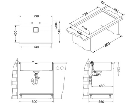 картинка Мойка Alveus STYLUX 40 BRS-90 790X510 в компл.с сифоном 1133398 от магазина SEFI