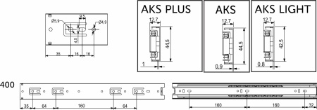 картинка Направляющая шариковая L-400 h=45 AKS A от магазина SEFI