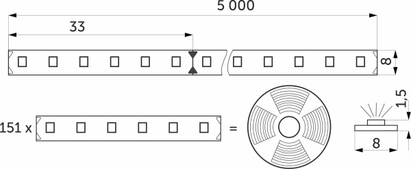 картинка Лента светодиодная - 14,4W/m, 24V, 8мм, 2835, 180 д/м, IP20, нейтральный белый (4000K) - 5м, AKS магазин SEFI являющийся официальным дистрибьютором в России  картинка Лента светодиодная - 14,4W/m, 24V, 8мм, 2835, 180 д/м, IP20, нейтральный белый (4000K) - 5м, AKS от магазина SEFI