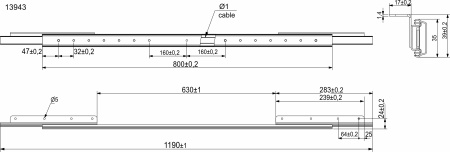 картинка Механизм для раздвижных столов внешний синхронный без стопора L-800 мм SAZ от магазина SEFI