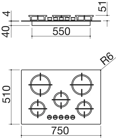 картинка Газовая варочная панель Barazza 1PMD70N от магазина SEFI
